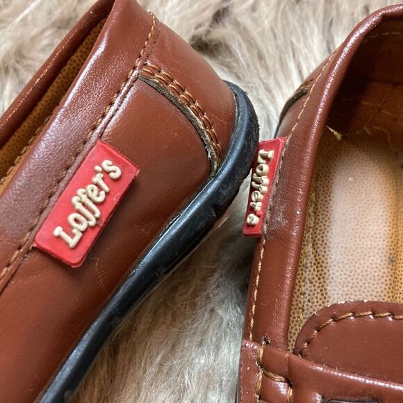 Brown Leather Dress Shoes with Moccasin Stitching and Buckle Accent - Picture 4 of 10